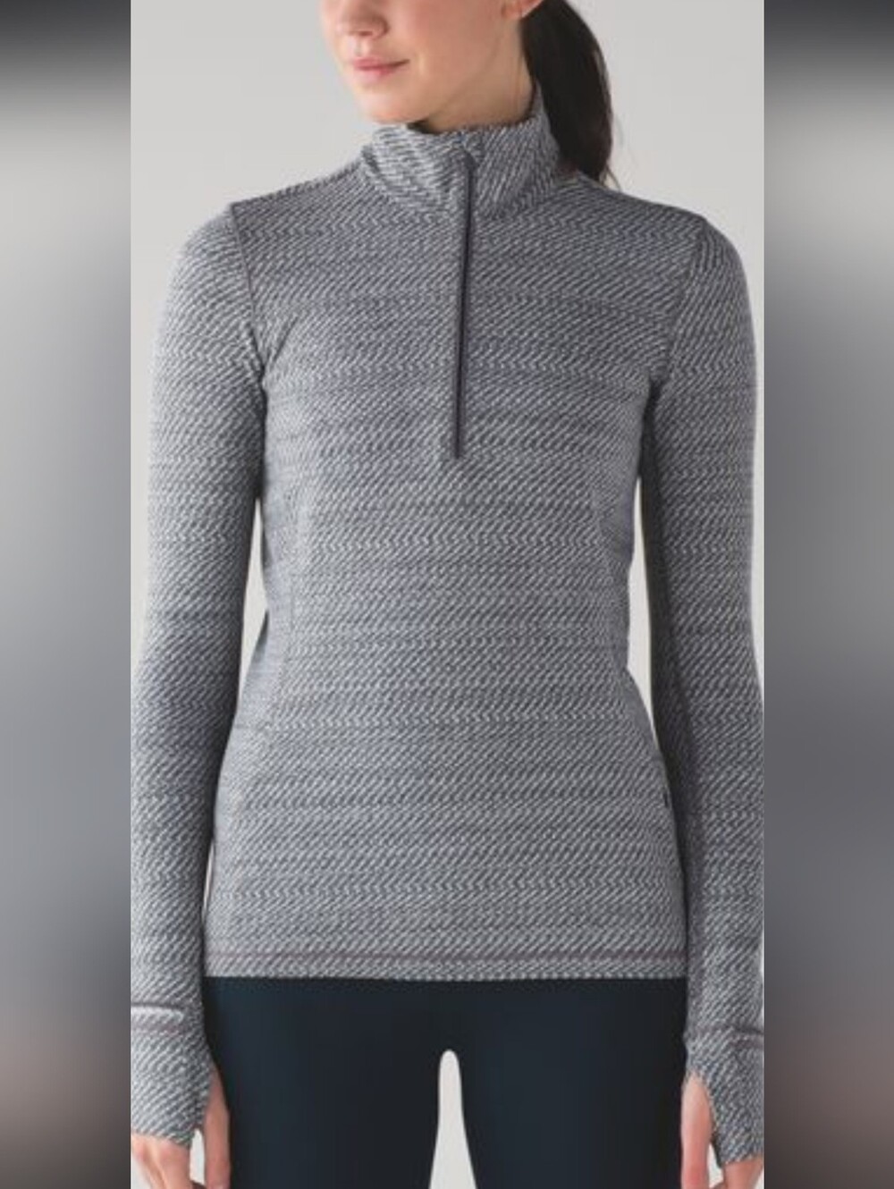 lululemon athletica Heather Gray Textured Half-Zip Pullover